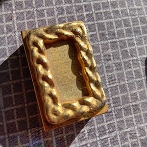 Vintage Gold Toned Match Box W/striker. Old, dainty, tiny Jewel Box